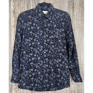Dapper Men's Button Up Floral Shirt Size Medium Preppy Dark Academia‎